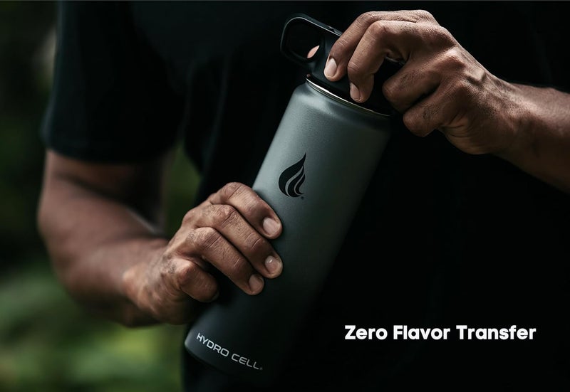 HYDRO CELL Stainless Steel Insulated Water Bottle with Straw - For Cold & Hot Drinks - Metal Vacuum Flask with Screw Cap and Modern Leakproof Sport Thermos for Adults (Graphite/Black 24oz) - Image 4